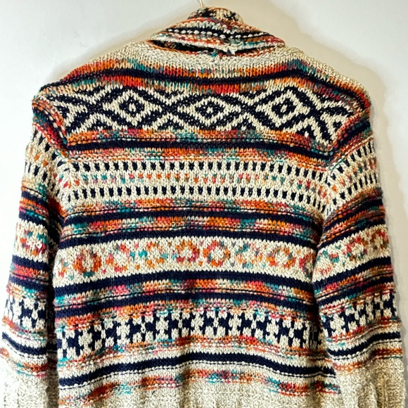 Vtg IBDefusion 1990’s Multicolored Boho Loose Knit Open Cardigan Sweater Sz Sm - Picture 5 of 10